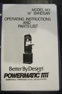 Powermatic Model 143 Instruction & Parts Manual